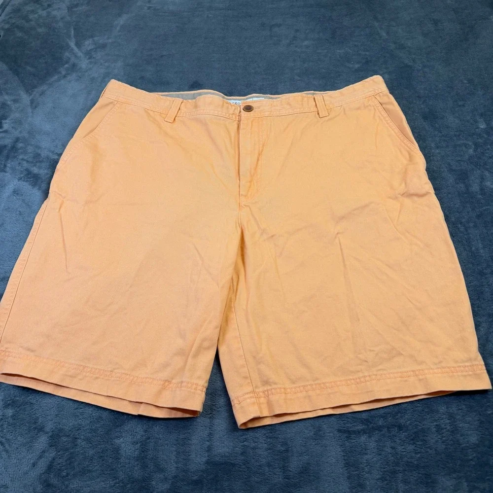 Izod Saltwater Chino Shorts Mens 42 Orange Cotton Regular Fit 10.5in Inseam